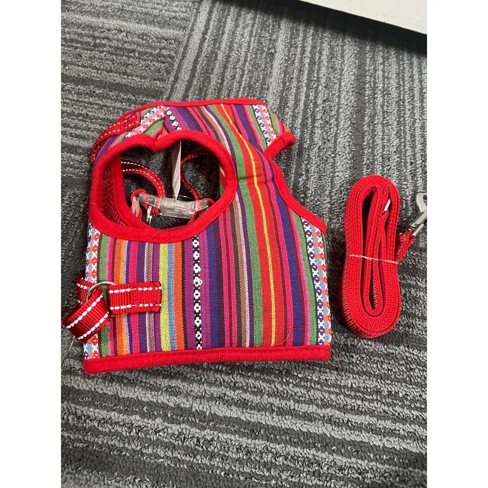yikeyo Dog Harness for Small Dogs. Red striped, medium